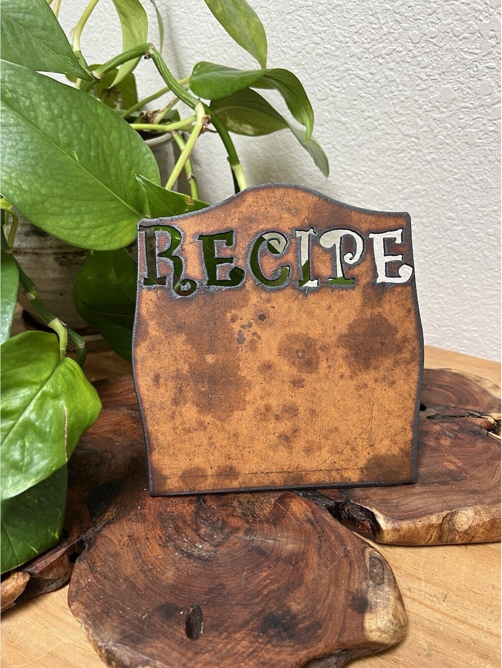 Rustic Metal RECIPE CARD HOLDER Magnetic Distressed Phone Holder Farmhouse Ranch